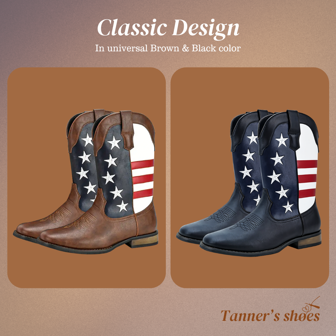 Andrew | Personalized American Flag Western Cowboy Boots