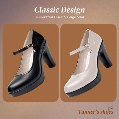 Mary Jane | Leather Heels With Ankle Strap