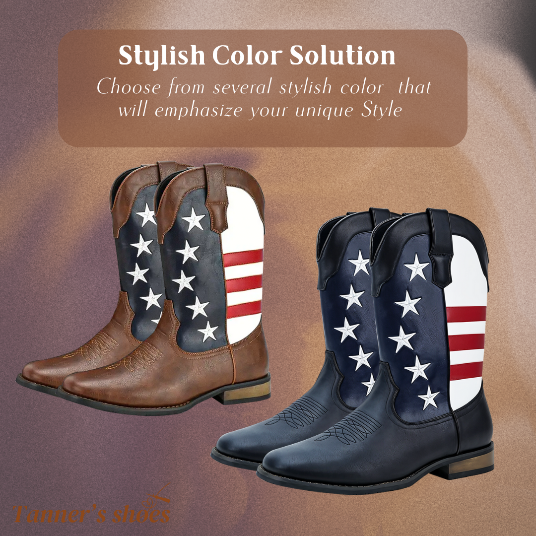 Andrew | Personalized American Flag Western Cowboy Boots